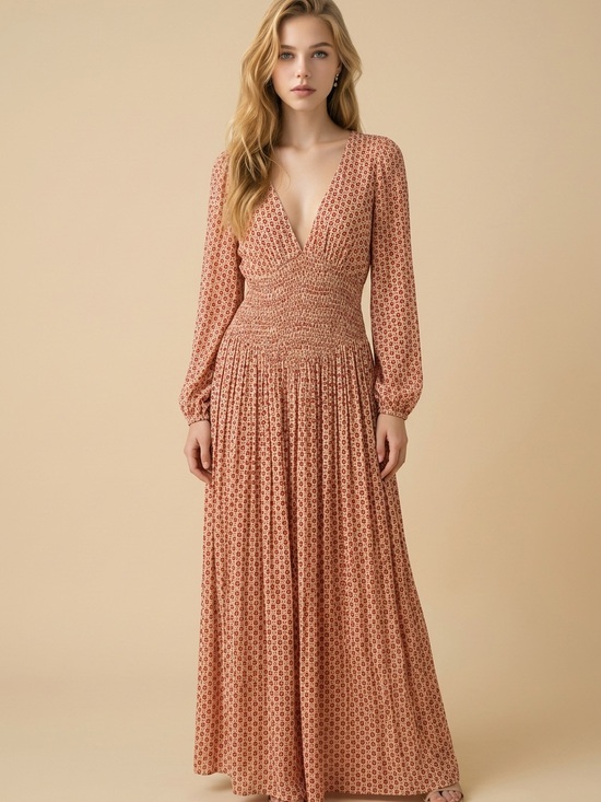 Free People Dresses & Skirts - Free People Smocked Waist Maxi Dress in Dusty Rose Print